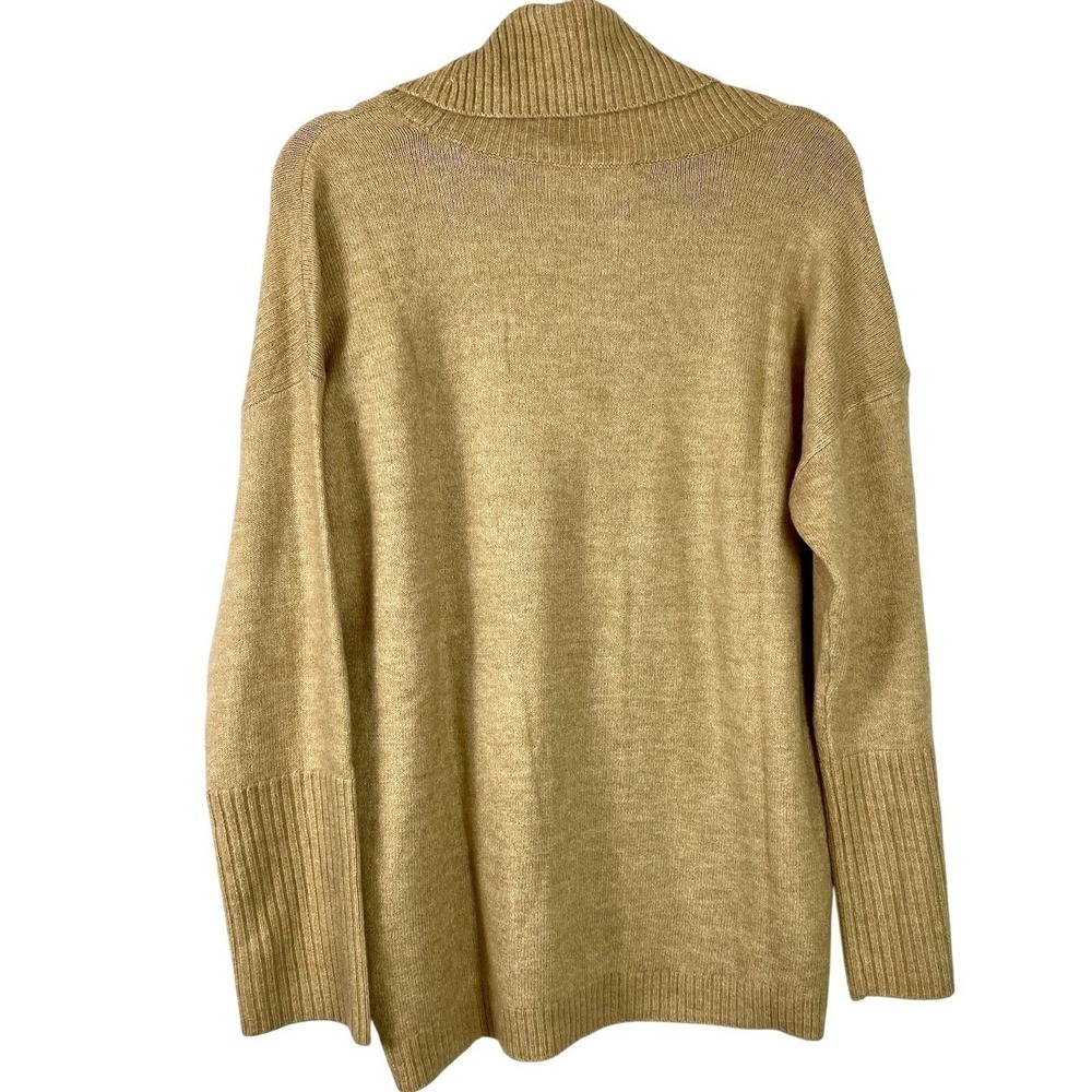 NWT Loft Sweater Womens Medium Cowl Turtleneck Ribbed Top Long Sleeve Preppy Tan - Picture 3 of 5